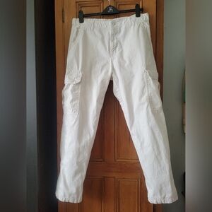 Zara Relaxed Fit Denim Cargo Pants Size 32 Men's White